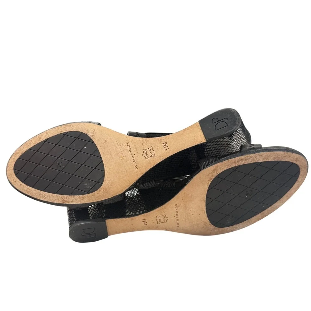 Donald J Pliner Jemi Wedge Sandals Womens 11M Black Leather Criss‎ Cross